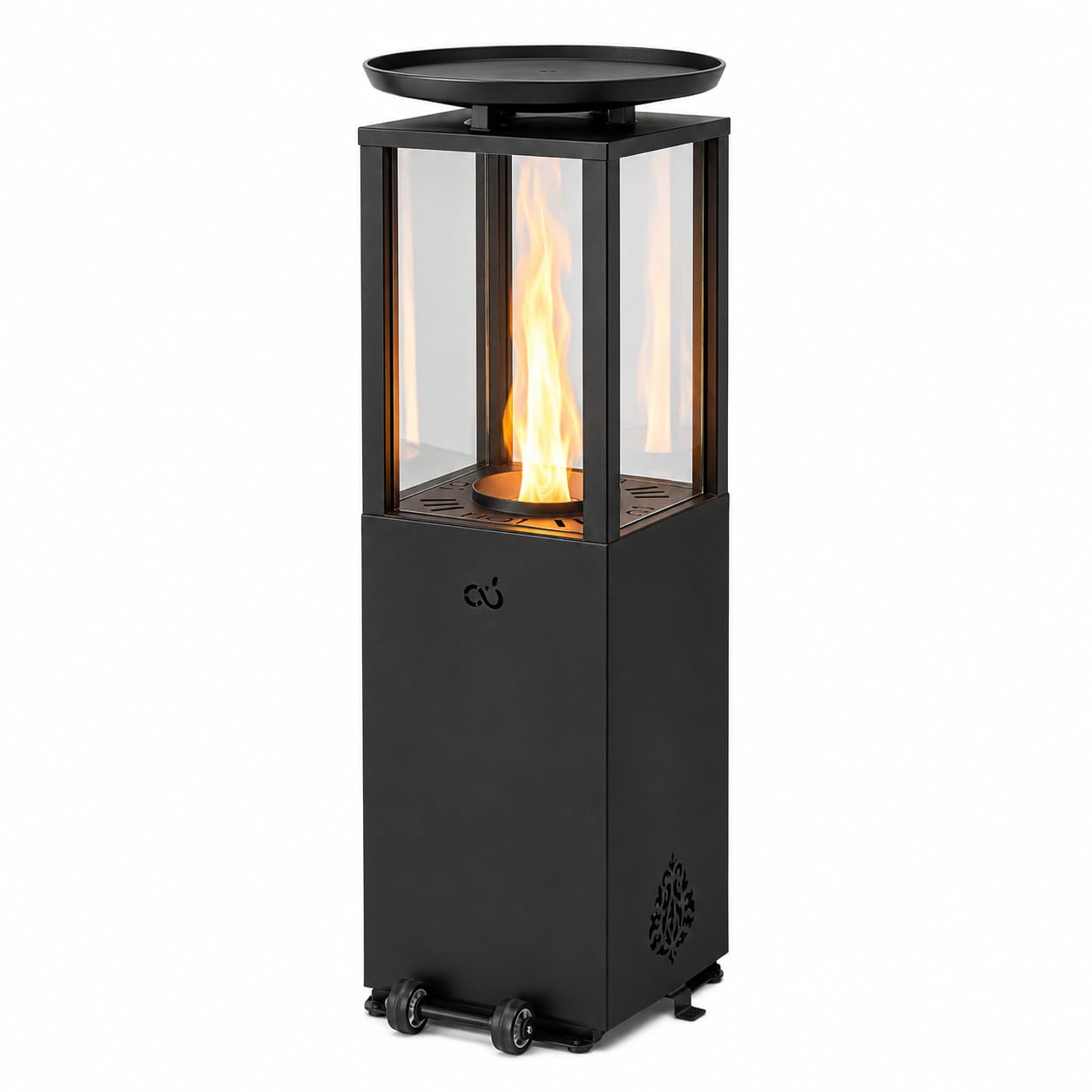 Brasero d'ambiance à Pellets Chauffage Extérieur Faible Fumée Poêle Design Moderne Jardin Balcon Camping Foyer Écologique Montage Rapide Plancha Chauffe terrasse feu Convivial Roma