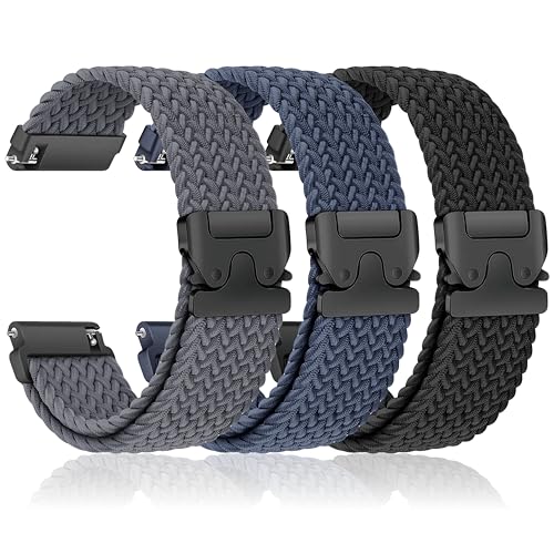Bracelet nylon 20mm haut de gamme compatible Samsung Watch 7 et Garmin Vivoactive, pack de 3