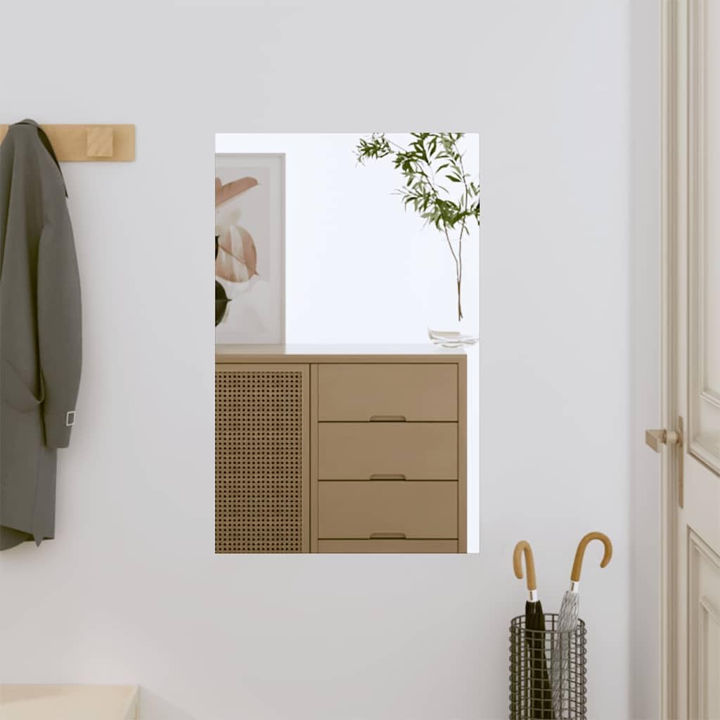 Espejo de pared de 40 x 60 cm de cristal rectangular con corte facetado para cuarto de baño, dormitorio, salón, pasillo, pasillo, armario, decoración vintage, sin marco