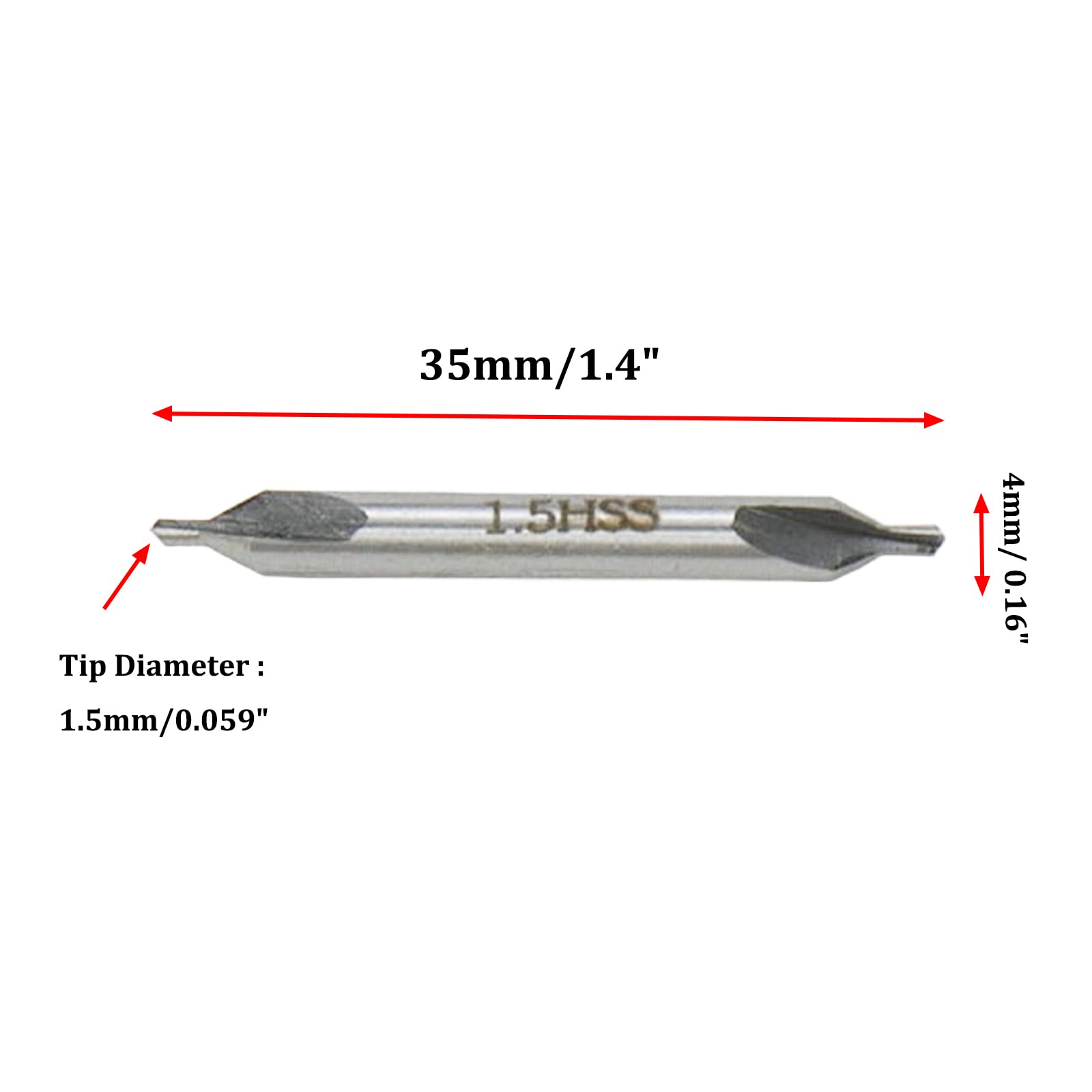 Rannb Center Bits Drill 1.5mm Tip Diameter HSS Center Spotting Drill Bit Countersink Tools for Lathe Metalworking -10pcs