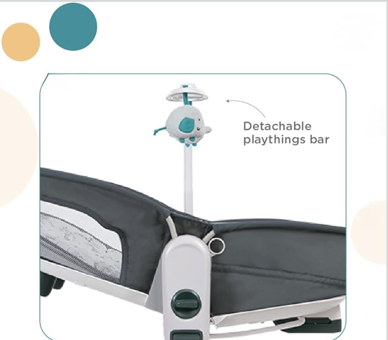 richtots Premium Mastela 6 in 1 Multi-Function Bassinet with 3 Point Harness and 3 Height Adjustment Removable Music and Vibration Unit 4