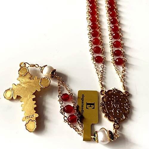 elegantmedical handmade Ladder to Heaven Black Agate & Real AAA10mm Pearl Catholic Rosary crucifix Necklace4