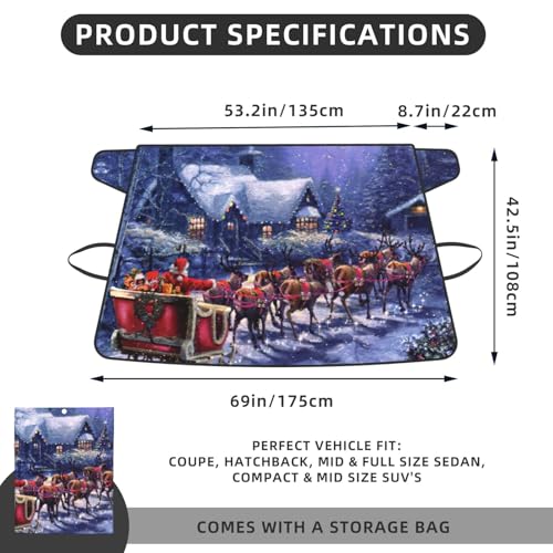 Evita raspar el hielo con este protector de nieve para coche con estampado navideño de ciervo 5