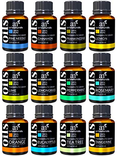 artnaturals Therapeutic-Grade Aromatherapy Essential Oil Gift Set – (12 x 10ml) – Lavender, Peppermint, Tea Tree, Eucalyptus, Frankincense, Rosemary