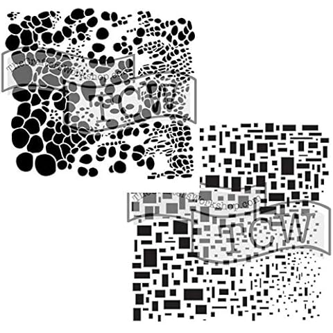 The Crafters Workshop Stencils, Reusable for Crafts, Art, Greeting Cards, Paint or Mixed Media, 2 Pk, 6" x 6", Cell Theory/Cubist Cover