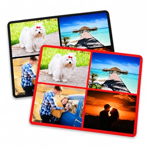 Personalised Mouse Mat with Photo & Text - Custom Mouse Pad Non Slip Neoprene Mousemat 22 x 18 cm Photo Gift for Office Gaming & Home Desk - Collage