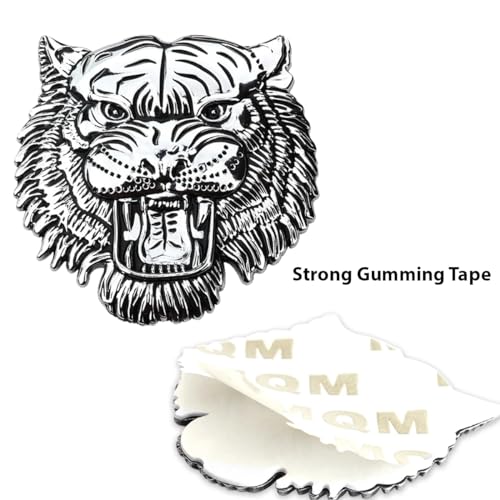 Image of Tiger 3D Metal Emblem for Cars & Bikes, Silver, Small 5.5 x 5.5 cm