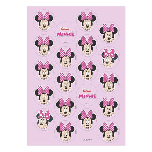 dekora, Minnie Mouse Mini discos de bolacha, decorações Disney materiais para cupcakes, uffins e bolachas, discos redondos 3,4 cm