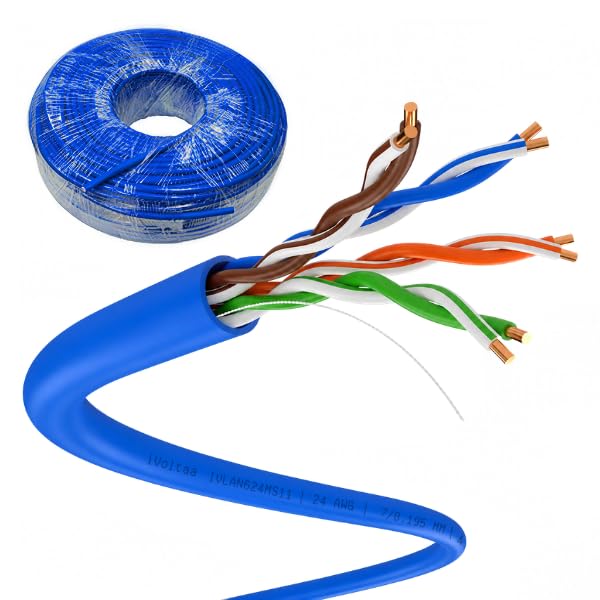 Image of iVoltaa CAT6 Ethernet LAN Cable | 100% Pure Copper UTP Cable | 2 RJ45 Connectors with boot included| Up to 1Gbps High Speed Internet for Router, Modem, PC, Laptop, PS5, Blue - 330ft (100.0m)