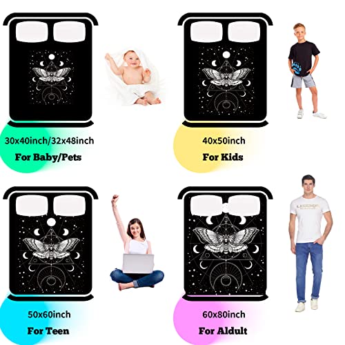 Moth Throw Blanket, Soft Gothic Death Moth Flannel Blanket, Cozy Plush Death Skull Blanket Boho Sun And Moon Blanket, Lightweight Skeleton Bones Blanket Gifts For Adults Bed Sofa Couch, 60"*80" #TOP3