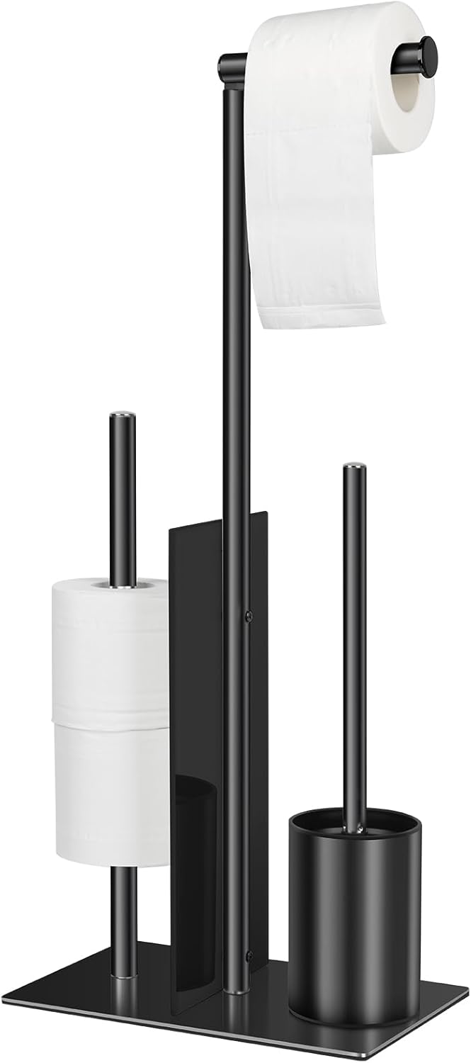 Topsky Toilet Brush and Free Standing Toilet Roll Holder Set Stainless ...