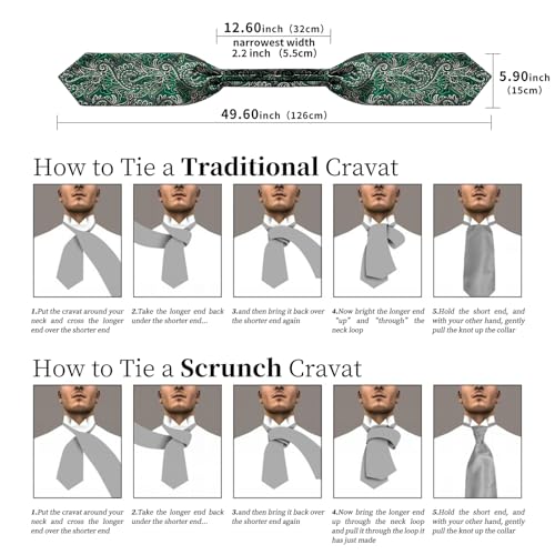 Image of DiBanGu Mens Silk Ascot Ties Paisley Jacquard Woven Cravat and Pocket Square Cufflinks with Lapel Pin for Business Wedding