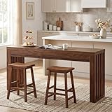 Tribesigns 63-lnch Counter Height Bar Dining Table, Farmhouse Bar Height Table, Rectangular Long Kitchen Pub Table for Dining Room, Home Bar, Restaurant, Rustic Brown