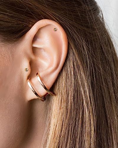 COCHARM 14k Solid Gold 16g Labret Studs Real Yellow Gold Medusa Monroe Madonna Stud Lip Piercing Helix Cartilage Conch Earring Stud3