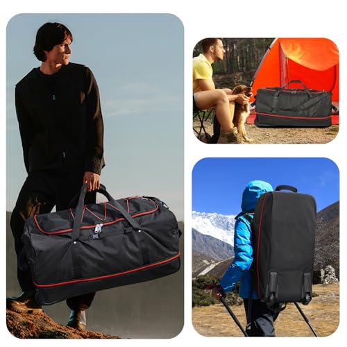 Vomgomfom 32" Soft-Sided Foldable Wheeled Travel Duffel Bag,Expandable 110L to 140L Rolling Cargo Bag with 2 Wheels and Multiple Pockets,Black-red by Vomgomfom - Image 5