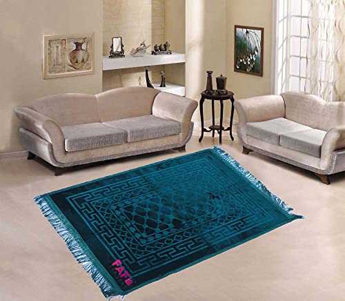 Image of Modern Premium Janamaz Prayer Mat Musalla Soft Velvet Mat For Salah Musallah And Namaz, 20 Cm, 10, Green, Rectangular