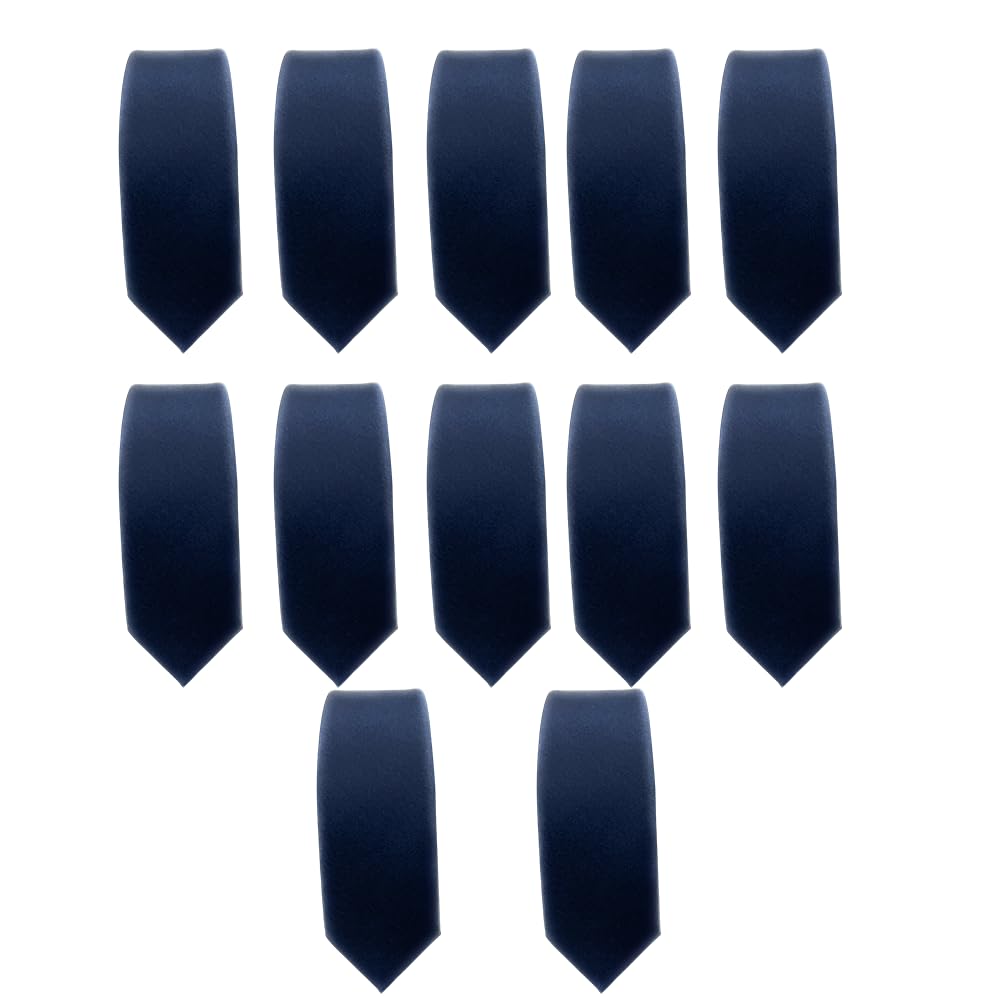 Satin Tie For Men & Boys | Premium Slim Necktie for Formal, Business, Wedding & Party Attire | 2.5-Inch | Blue (Pack Of 12)-image-40