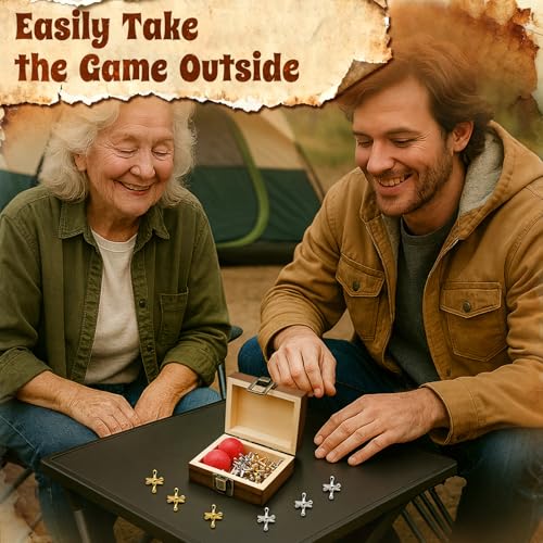 TriMagic Metal Jacks Game with Ball, Jax Toy Game Set in Wooden Gift Box, Classic Old Fashioned Retro Vintage 50s 60s 70s 80s Toys, 20 Gold & Silver Jack Stones, 2 Rubber Balls