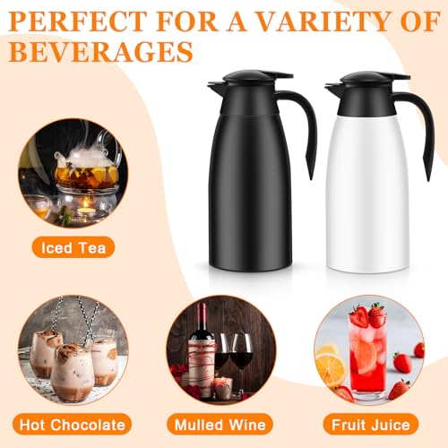 Image of Norme 2 Pcs Thermal Coffee Carafe Insulated Stainless Steel Coffee Carafe for Hot Liquid Vacuum Thermal Pot Creamer Pitcher Dispenser with Brushes Keeping Hot Water Milk(Black, White)