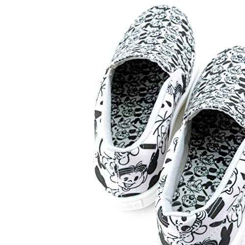 Calçados Turma da Mônica - Tênis Slip on Floquinho - Estampa Divertida Ícones Preto e Branco