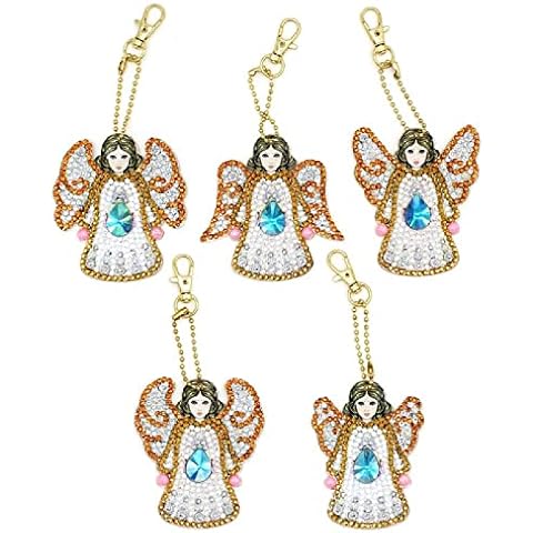 Diamond Painting Kits for Kids Keyrings Angel Diamond Art Keyring Kits 5D DIY Diamond Painting Full Kit for Adults, Key Chains Pendant for Women Purse Backpack Handbag Cover