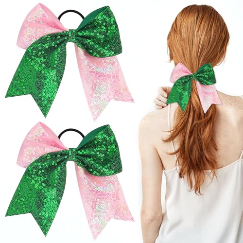 Nœuds cheveux sorcière pailletés rose et vert en élastique haut de gamme style princesse