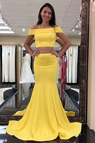 yellow mermaid prom dresses 2019