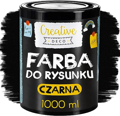 Creative Deco 33.81 fl oz Magnetic Black-Board Chalk-Board Paint | Matt Black Paint | Chalk Writing Drawing Attaching Magnets | Contains Metal Dust Water-Based & Non-Toxic | High Efficiency 3 Coats