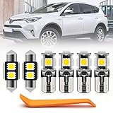 8pcs RAV'4 LED White Interior Lights Bulb Kit for Toyota RAV'4 2006 2007 2008 2009 2010 2011 2012 2013 2014 2015 Map Dome Lights Super Bright 6000K LED Interior Light Bulbs + Install Tool