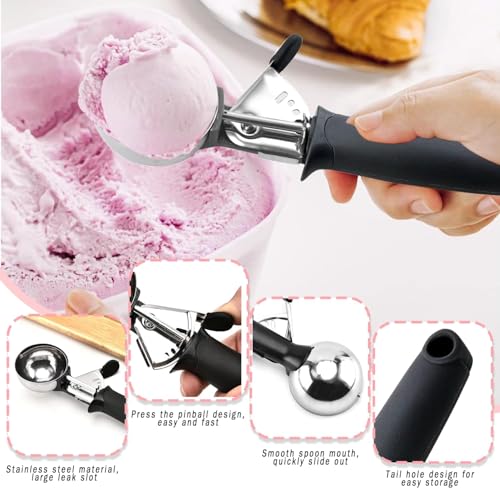 Ice Cream Scoop – Stainless Steel Fruit Scoop with Trigger Release – Ergonomic Handle for Easy Serving – Ideal for Ice Cream, Melon, Sorbet, Cookie Dough - Image 4