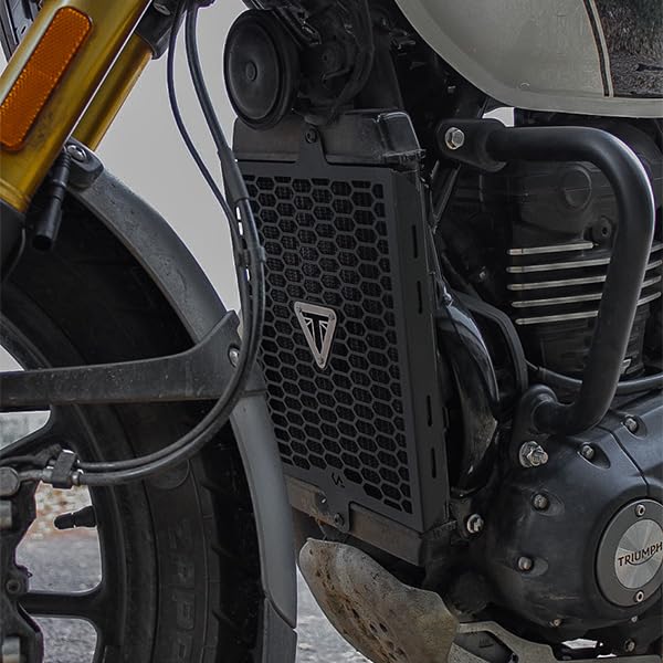 Image of Premium Radiator Grill Guard Compatible with Triumph Speed 400 |speed T4 | Scrambler 400X | Scrambler 400XC | Thruxton (Black) (Pack of 1)