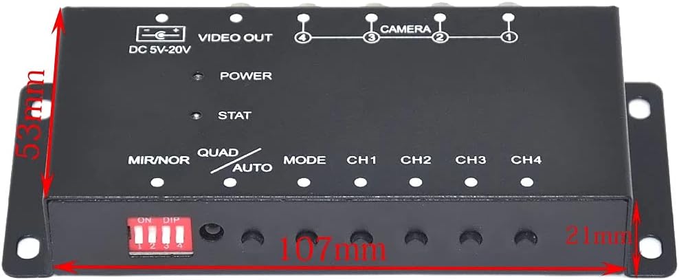 Car 4-Channel Driving Recorder Switcher Control Car Cameras IR Control Switch Combiner Box for 360° Panoramic Image, Black