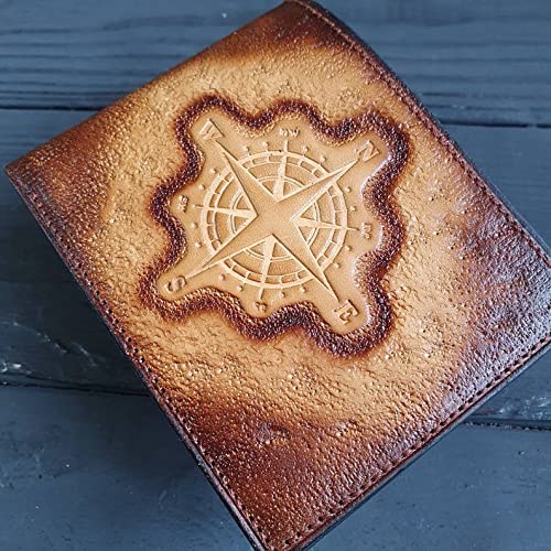 Miniatura 3 de Compas, Men's 3D Genuine Leather Wallet, Handmade wallet, Carved wallet, Tooled wallet, Airbrush Art, Biker wallet, Custom wallet, Personalized