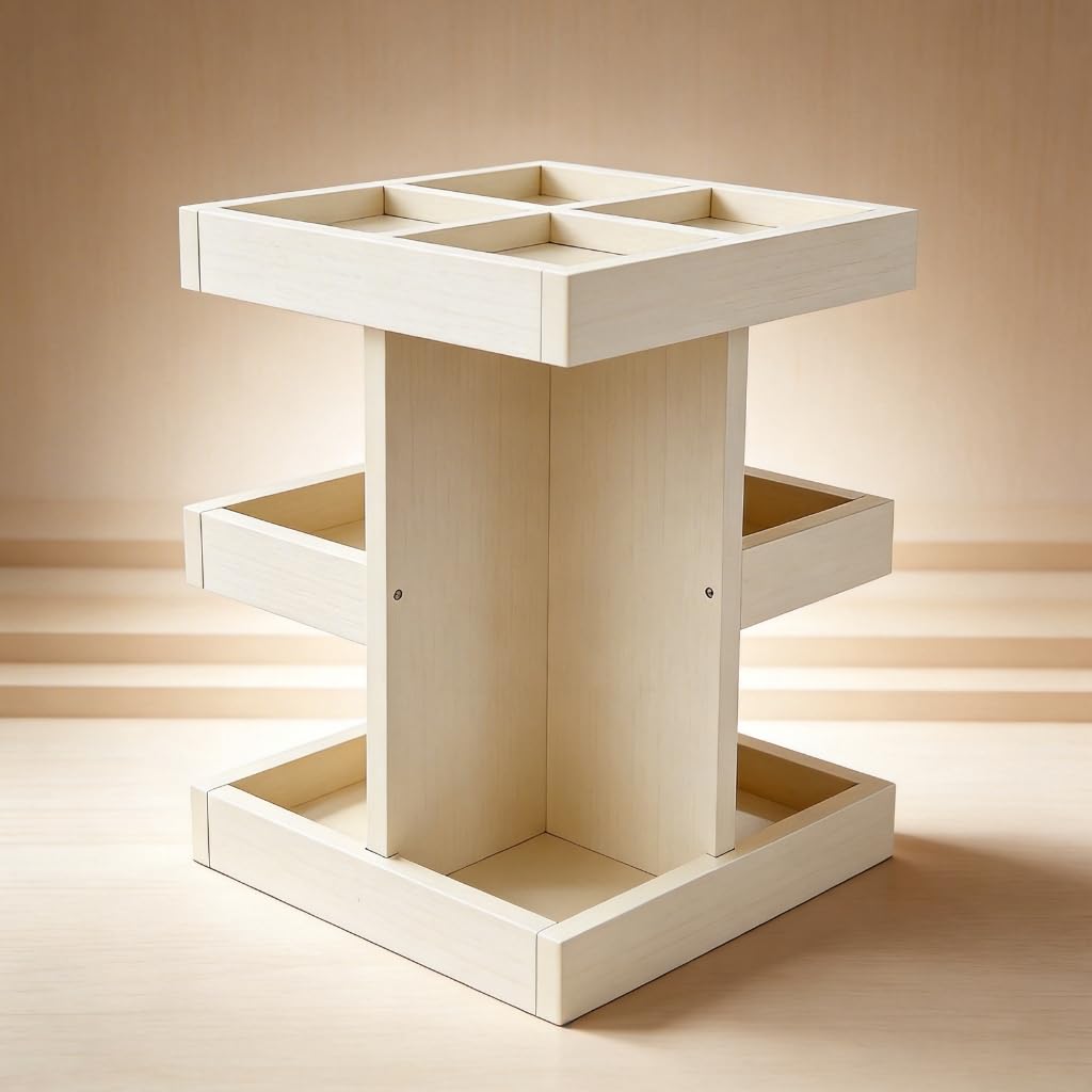 Elegante organizador de accesorios de belleza de madera de 3 niveles con estante de almacenamiento giratorio para cosméticos