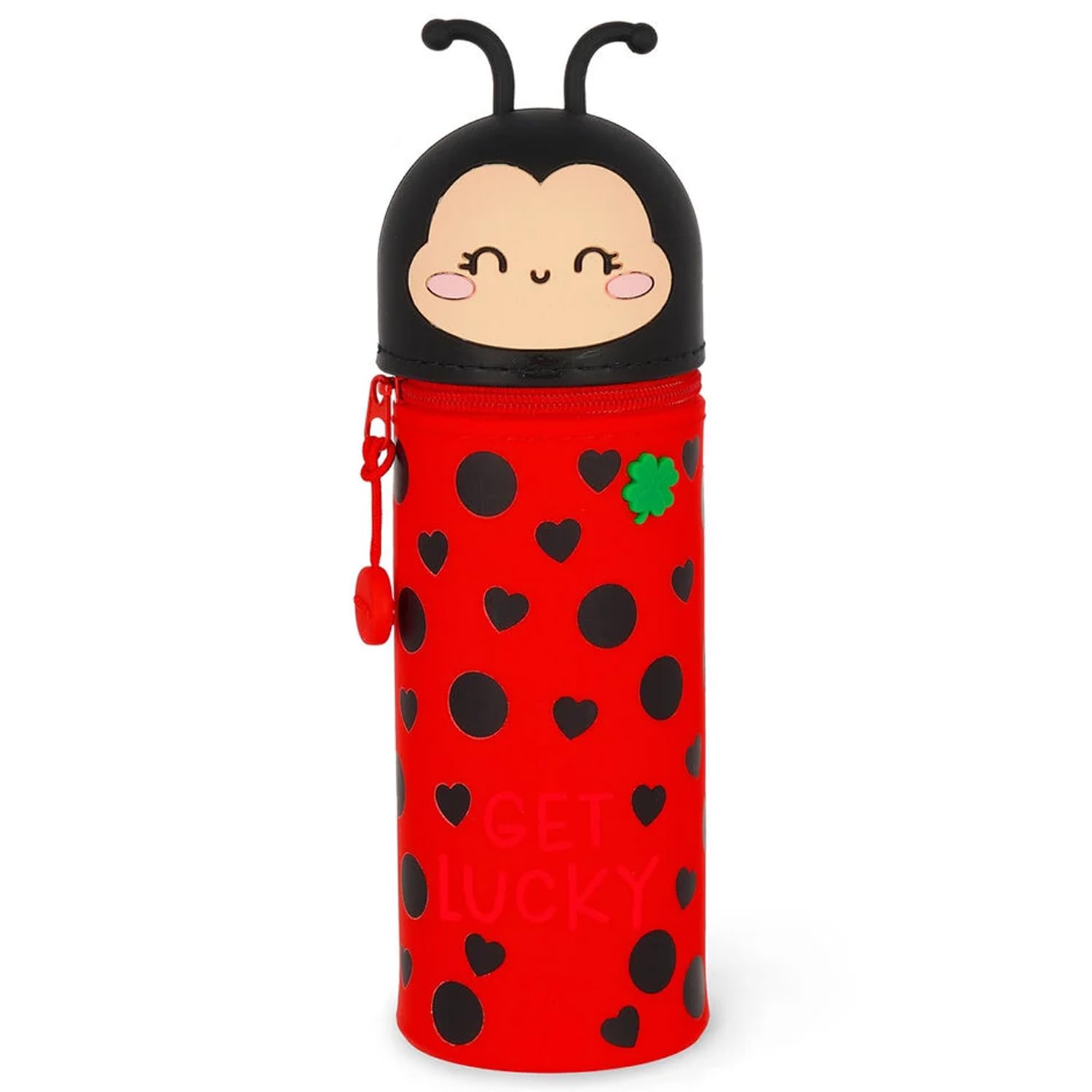 LEGAMI Set di 15 penne gel cancellabili + astuccio Kawaii 2 in 1, con inchiostro cancellabile termosensibile, gamma di colori dell'inchiostro e design a botte, punta da 0,7 mm (coccinella)