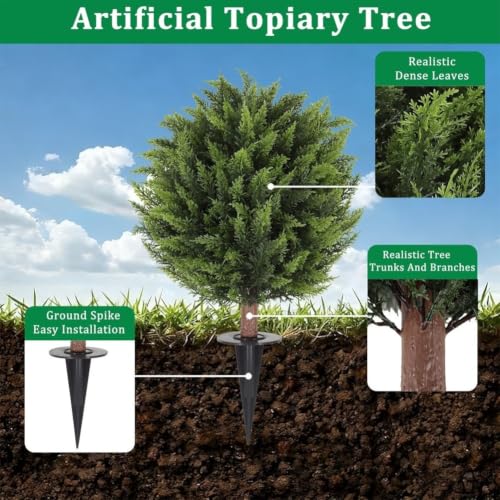 Árbol artificial de hoja densa con estaca resistente de 60cm 5