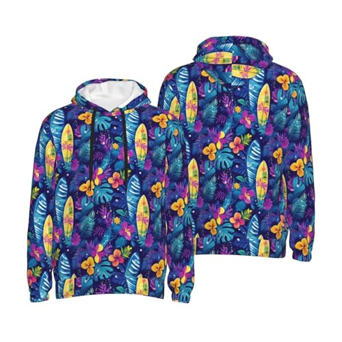 Hoodies For Men - Hawaiian Colorful Plant Print Long Sleeve Casual Men'S Hoodies & Sweatshirts Pullover With Pocket4