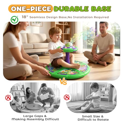 Flooyes Dinosaur Sit and Spin Toys for Toddlers Boys 1 2 3 Years Old, Birthday Gift for Boys Age 2-4 with LED Lights and Music, 360° Spin - Image 3