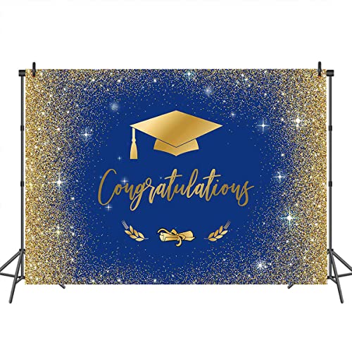 Fondo fotográfico para graduación azul y dorado 7x5ft miniatura 5