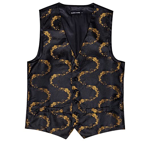 Image of Barry.Wang Mens Suit Vest Paisley /Flower Silk Jacquard Waistcoat Ties Set Formal /Leisure 5PCS
