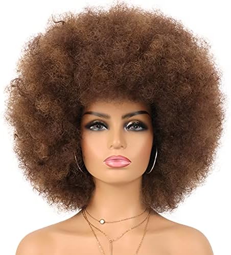 G&T Wig 70s Afro Puff Mixed Brown Wigs for Black Women Glueless Wear and Go Wig Natural Looking Fluffy and Large Bouncy Afro Wigs for Daily Party Use (30/33)