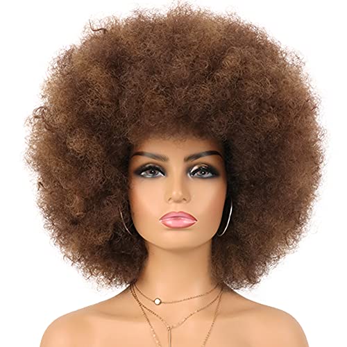 G&T Wig 70S Afro Puff Mixed Brown Wigs For Black Women Glueless Wear And Go Wig Natural Looking Fluffy And Large Bouncy Afro Wigs For Daily Party Use (30/33) #TOP1