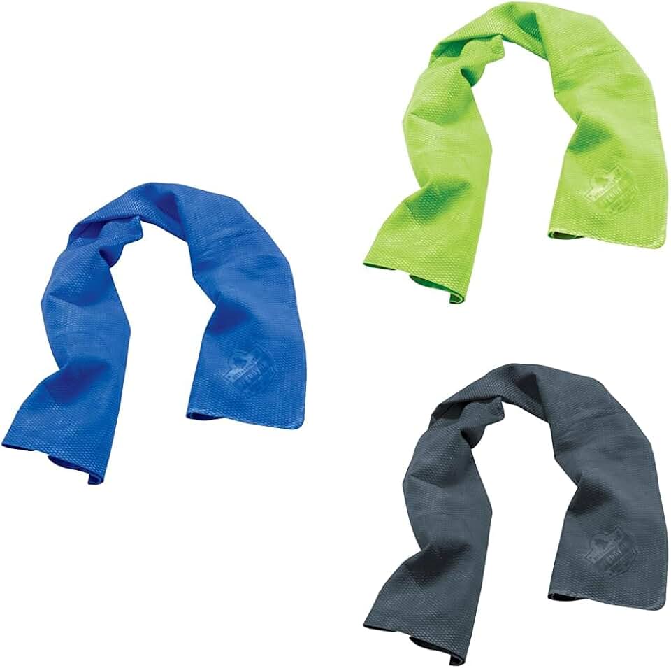 Chill-Its 6602 Evaporative Cooling Towel Bundle - Blue, Lime, Gray