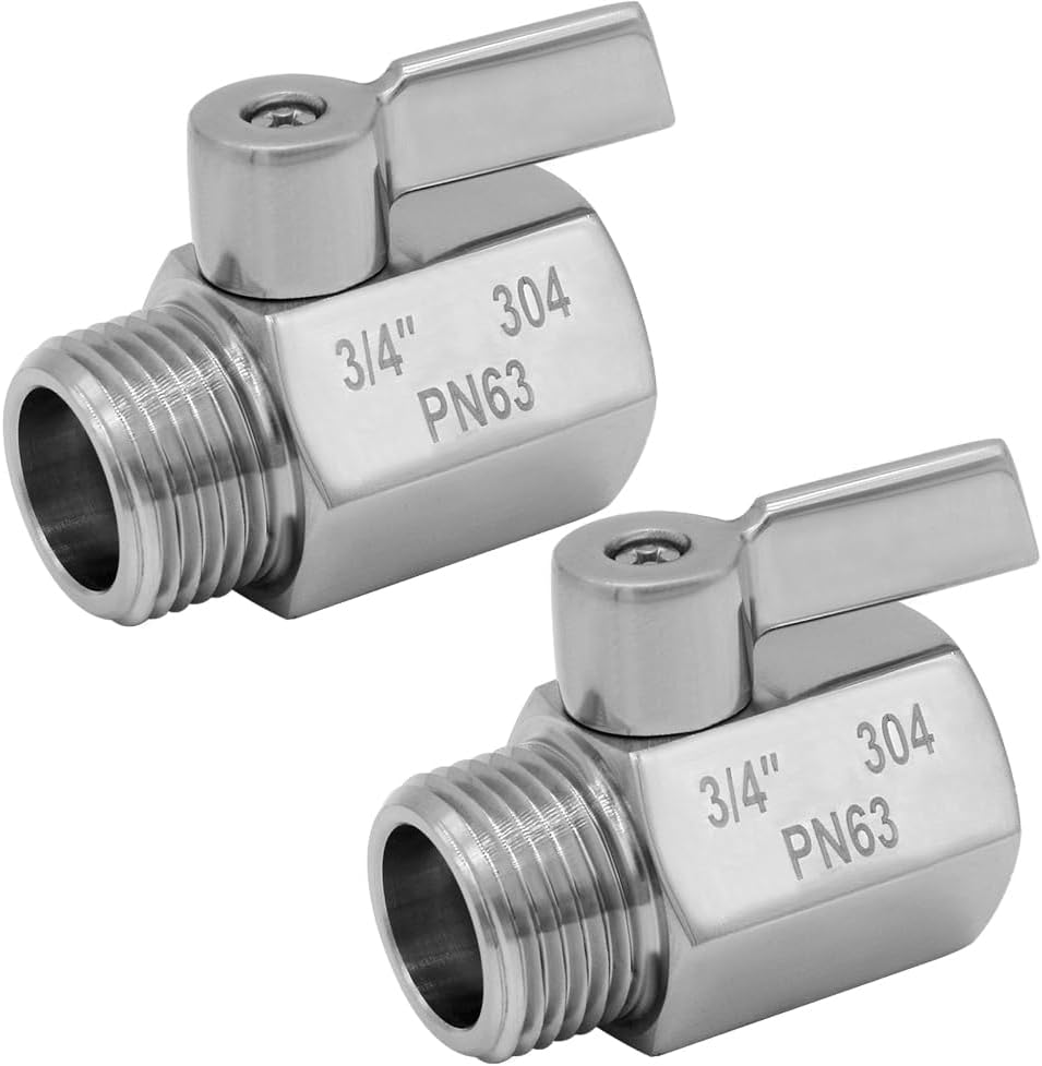 Stainless Steel Garden Hose Shut Off Valve 3/4" GHT Male x Female Thread Garden Hose Connector (pack of 2)