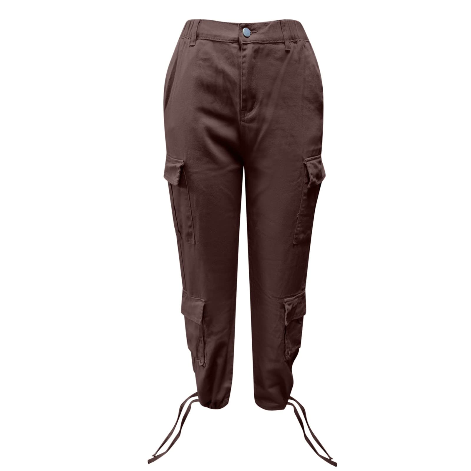 Jeans Damen GroßE GrößE - Damen Cargohose mit hoher Taille im Baggy Fit Straight Wide Leg Design praktischen Jogger Taschen