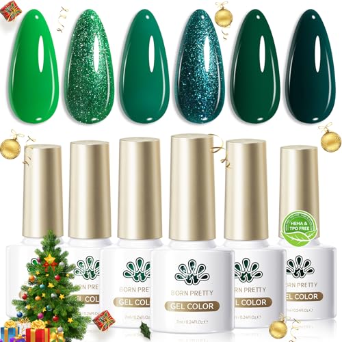 Born Pretty Christmas Carnival Evergreen Gel Nail Polish Set,6 Colors