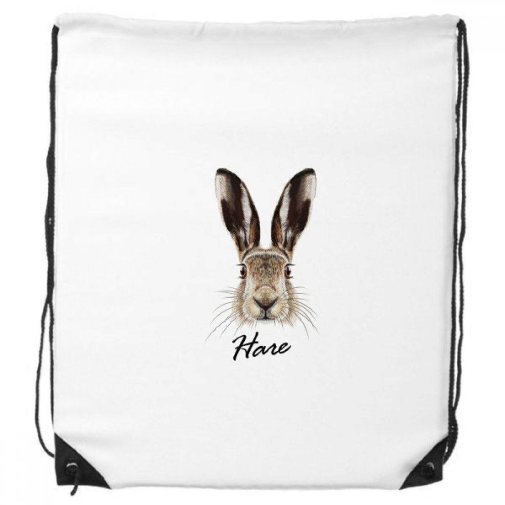 DIYthinkerGrey Big-Nosed Wild Hare Animal Drawstring Backpack Shopping Gift Sports Bags One_Size Multicolor