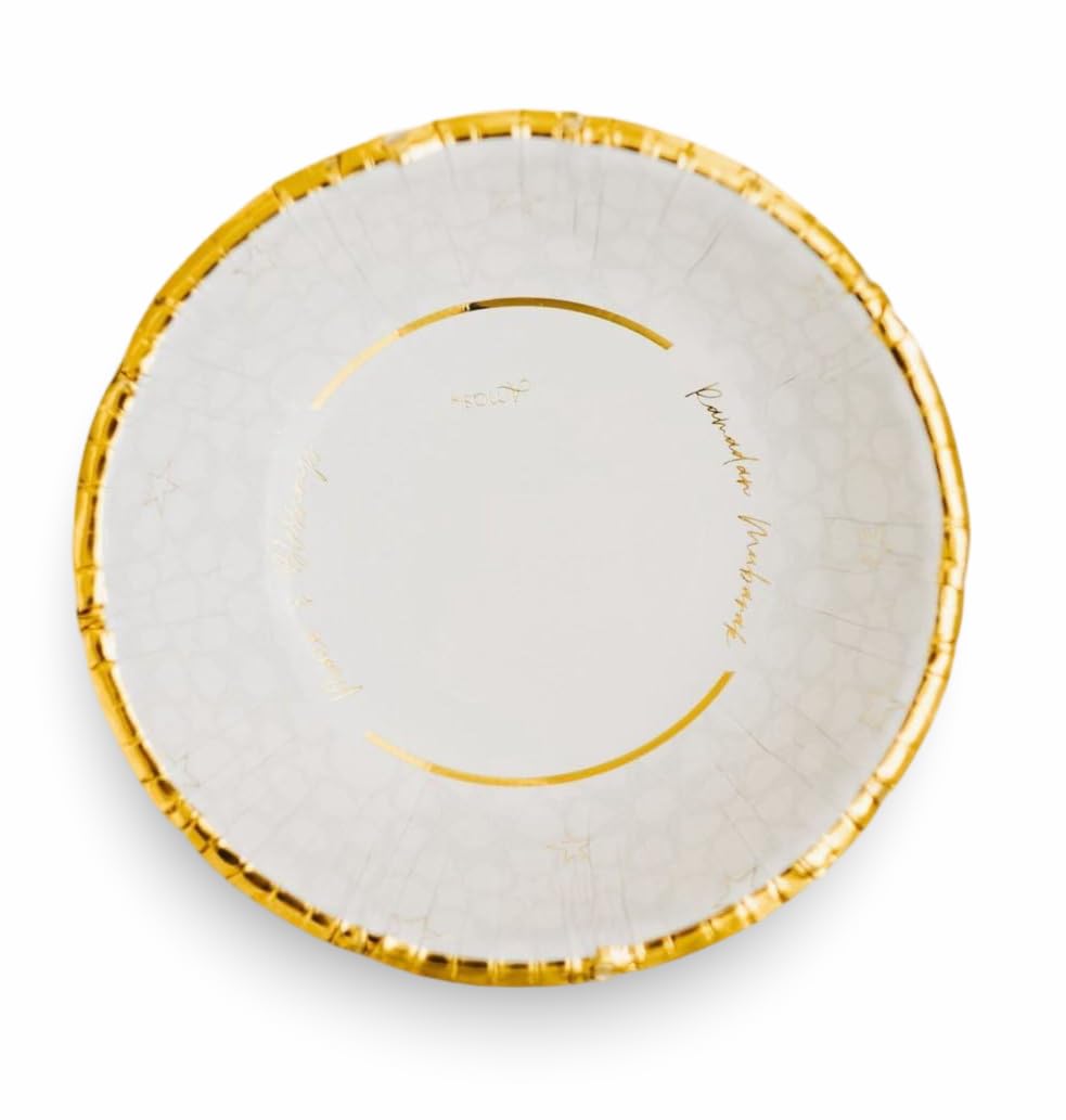 Amasi Decor Ramadan Mubarak Paper Bowls - 15 Oz (Pack of 24), 7 inches | Festive Disposable Bowls for Ramadan Party Supplies for Iftar, Suhoor, Soups & Desserts | Ramadan Decorations & Tableware