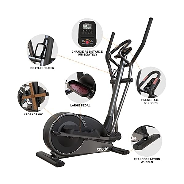 SNODE Elliptical Exercise Machine, Elliptical Training Machine with Free APP and Programmed Monitor, 32 Level Electromagnetic Resistance Eliptical Trainer with Heart Rate Alert&recovery, Body Fat , LCD Display