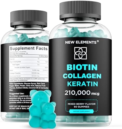 Biotin Gummies with Keratin & Collagen Peptides – Advanced Supplement for Hair Growth Treatment for Men & Women Hair Skin and Nails Vitamins – Biotin 10000mcg | Keratin 100000mcg | Collagen 100000mcg